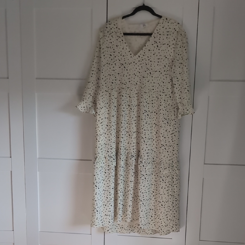 Cream Sequin Embellished Sundress with Bishop Sleeves